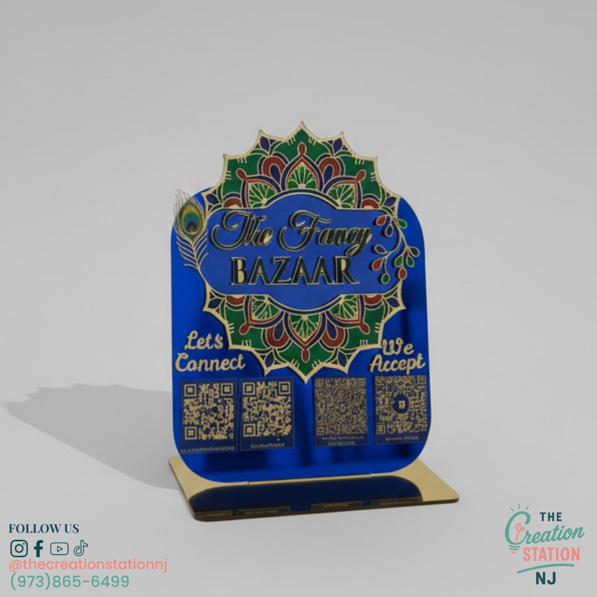 11" Social Media Sign – Custom Acrylic or Wood | The Creation Station NJ