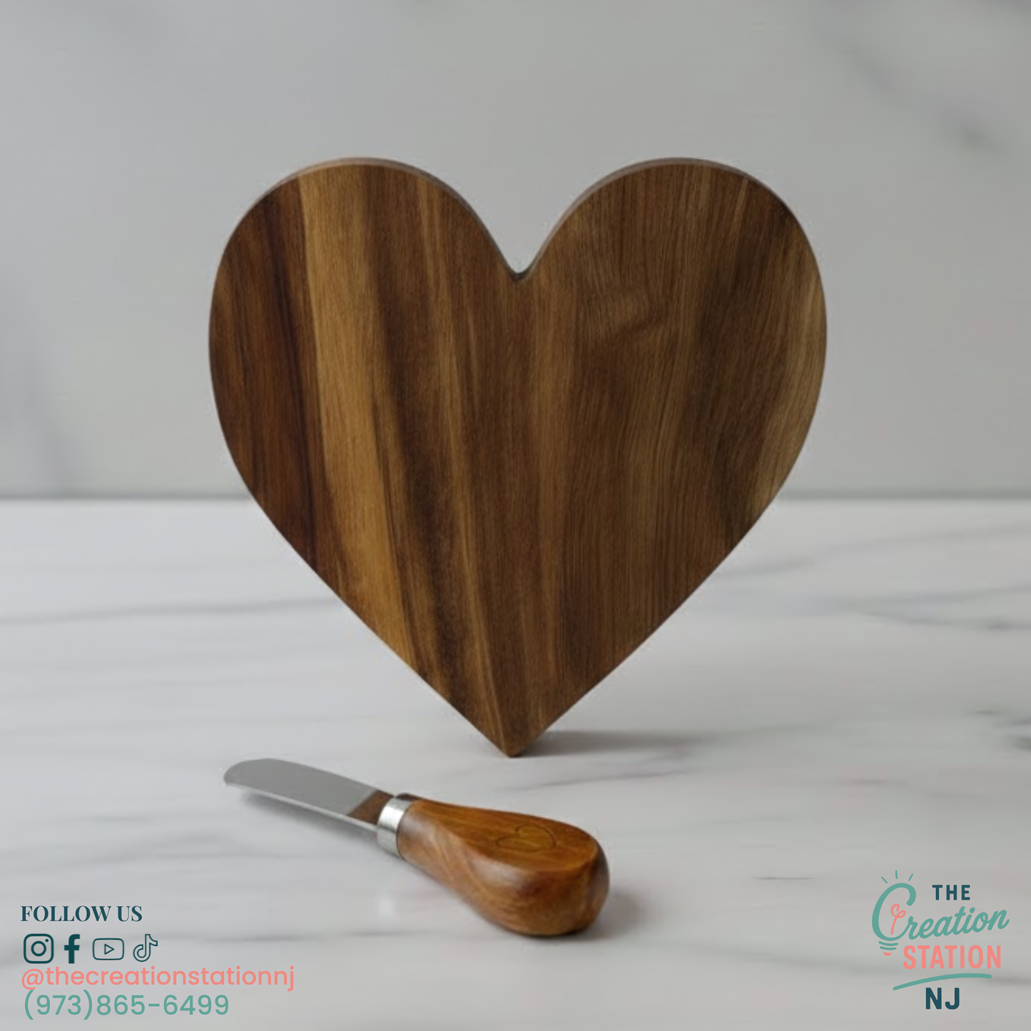 Personalized Engravable Mini Heart-Shaped Wooden Cheese Board | The Creation Station NJ
