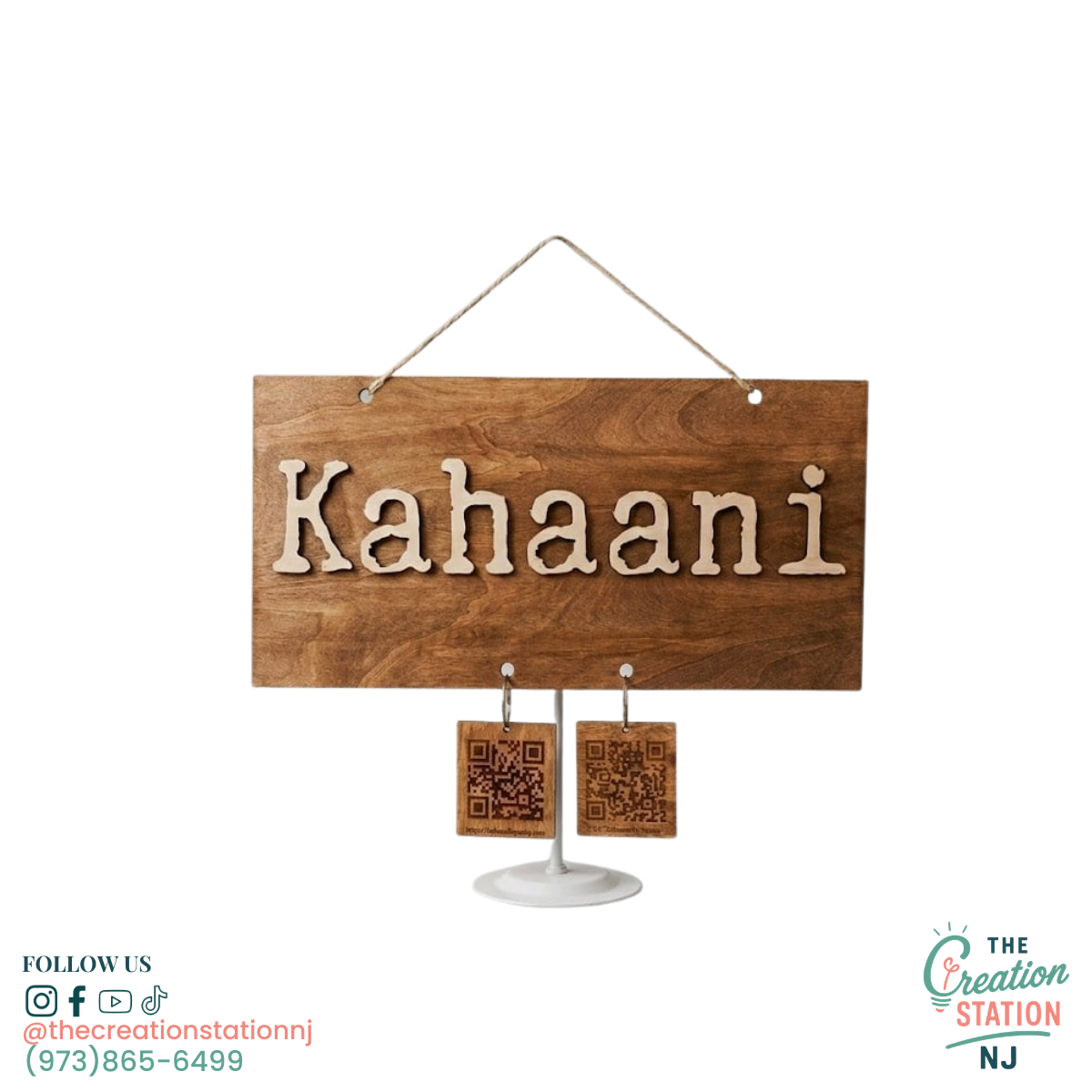 Personalized Engraved Wooden Sign & Stand Set - Kahaani Sign | The Creation Station NJ