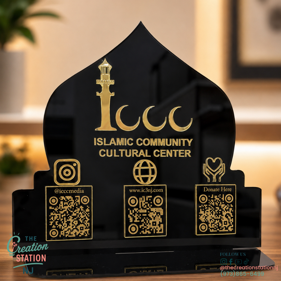 Custom QR Code Marketing Sign | Social Media, Reviews & Payment Tabletop Display