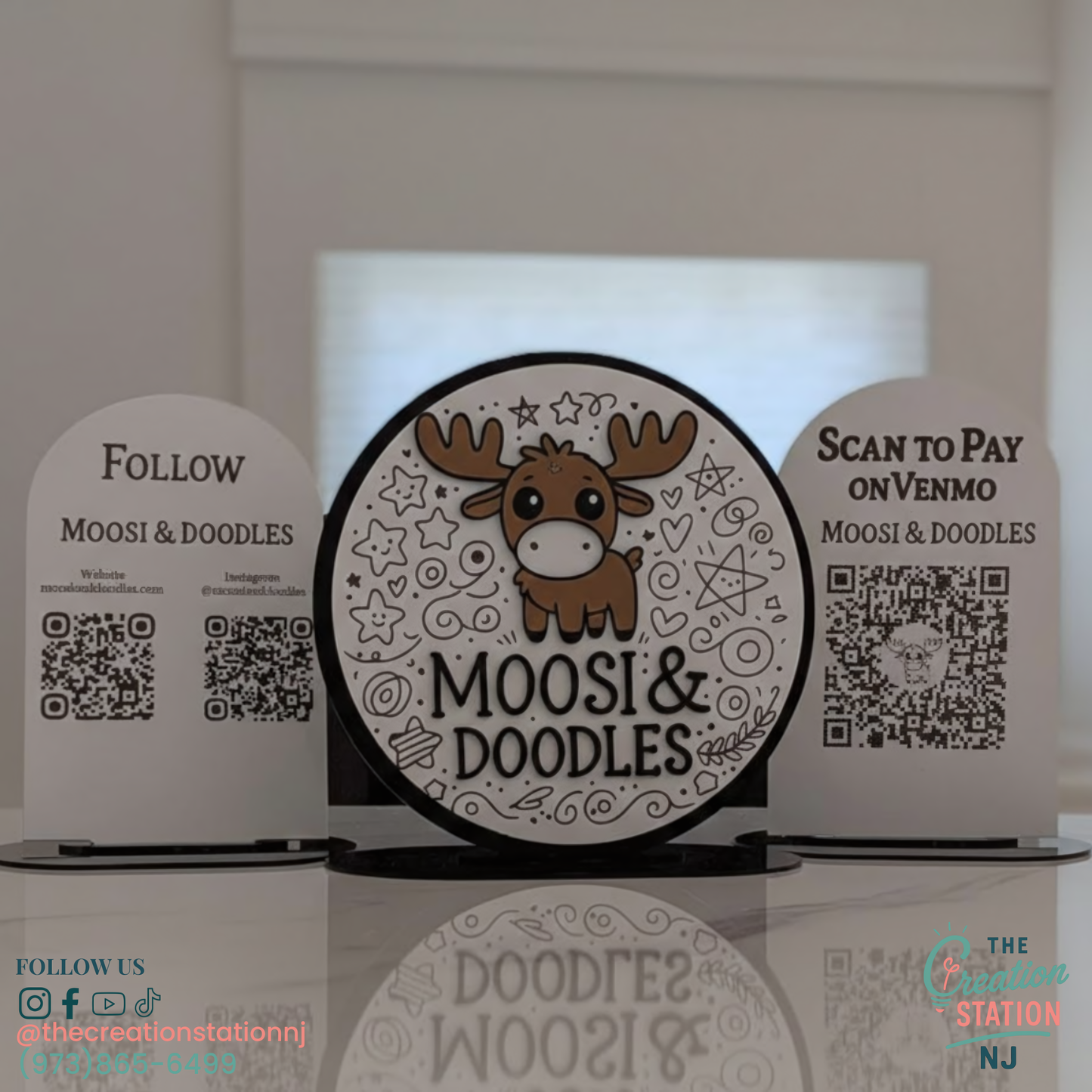 15" Social Media Sign – Custom Acrylic or Wood | The Creation Station NJ