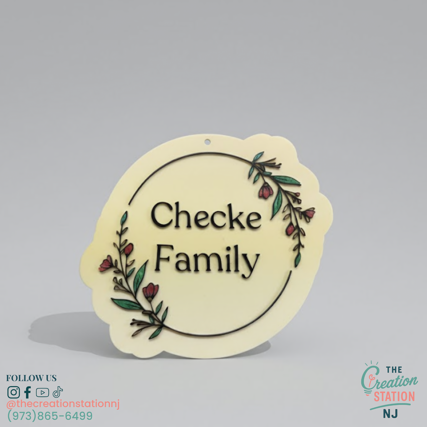 15" Social Media Sign – Custom Acrylic or Wood | The Creation Station NJ