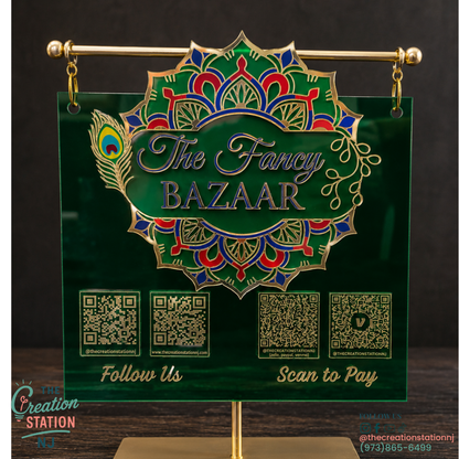 Custom QR Code Marketing Sign | Social Media, Reviews & Payment Tabletop Display
