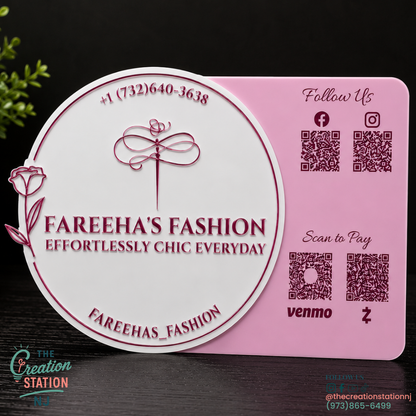 Custom QR Code Marketing Sign | Social Media, Reviews & Payment Tabletop Display
