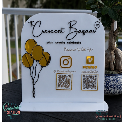 Custom QR Code Marketing Sign | Social Media, Reviews & Payment Tabletop Display