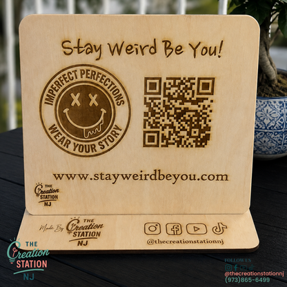 Custom QR Code Marketing Sign | Social Media, Reviews & Payment Tabletop Display
