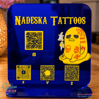 Custom QR Code Marketing Sign | Social Media, Reviews & Payment Tabletop Display