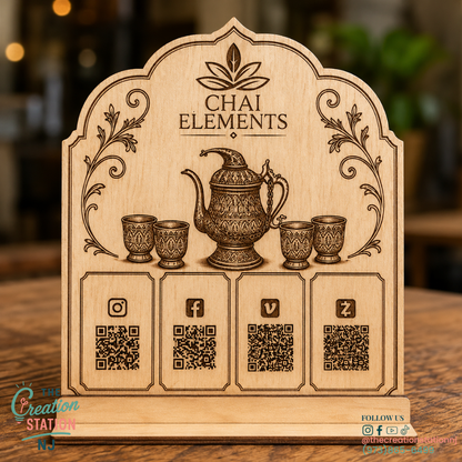 Custom QR Code Marketing Sign | Social Media, Reviews & Payment Tabletop Display