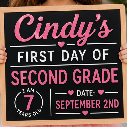Personalized First Day Chalkboard Sign
