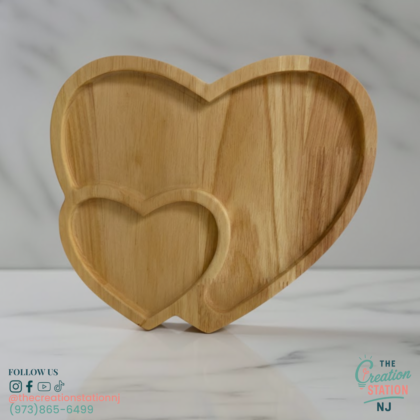 Personalized Engravable Double Heart Shaped Wooden Charcuterie Board | The Creation Station NJ (Copy)