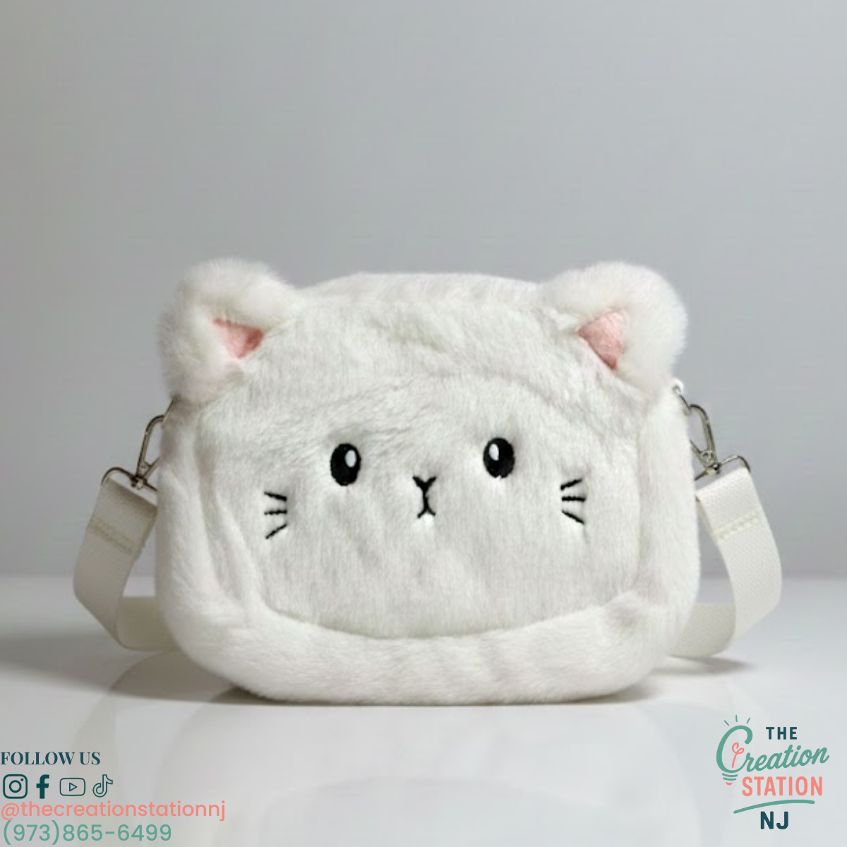 Adorable Plush Cat Crossbody Bag | The Creation Station NJ