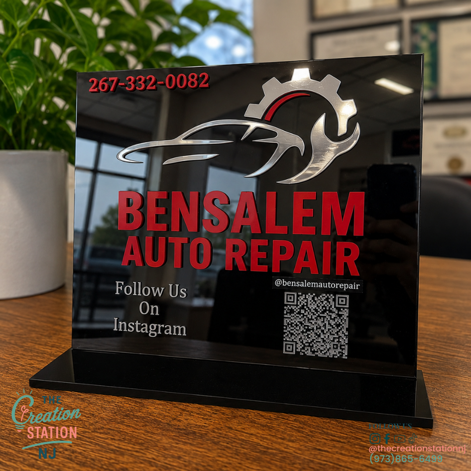 Custom QR Code Marketing Sign | Social Media, Reviews & Payment Tabletop Display