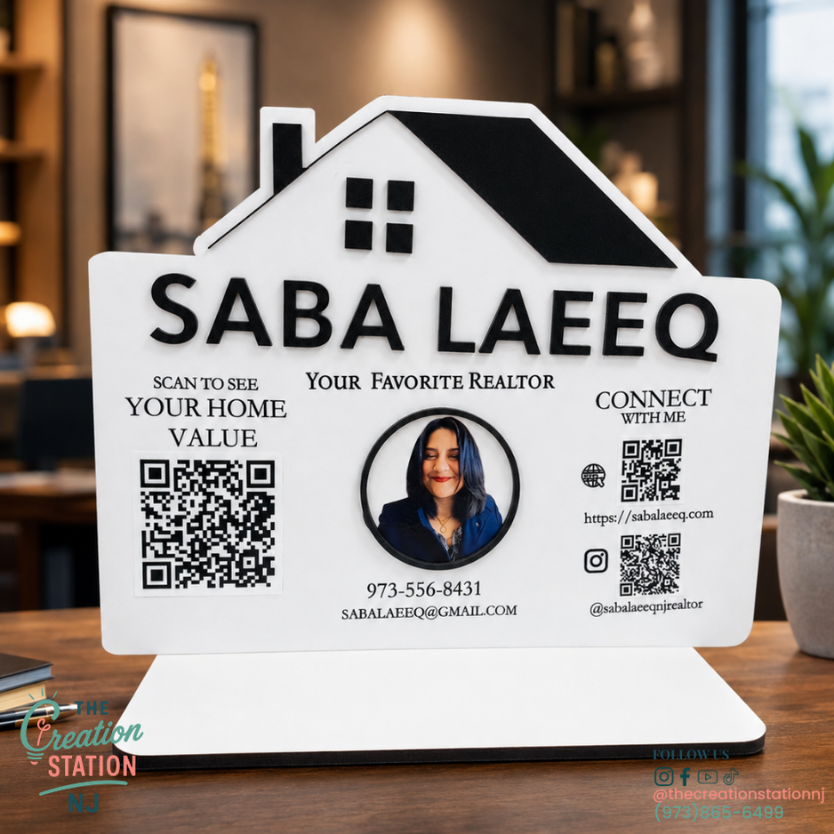 Custom QR Code Marketing Sign | Social Media, Reviews & Payment Tabletop Display