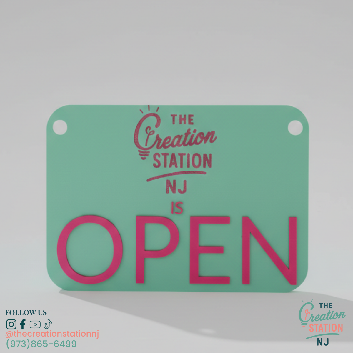 15" Social Media Sign – Custom Acrylic or Wood | The Creation Station NJ